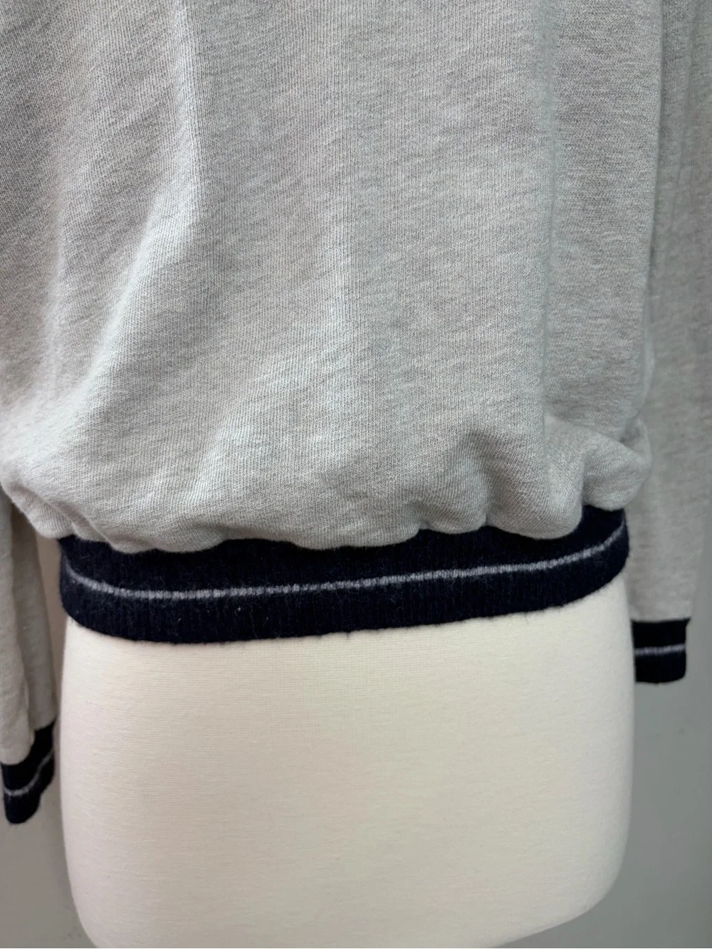 J. Crew Navy and Light Gray Knit Pullover size s 100% Cotton and wool trim